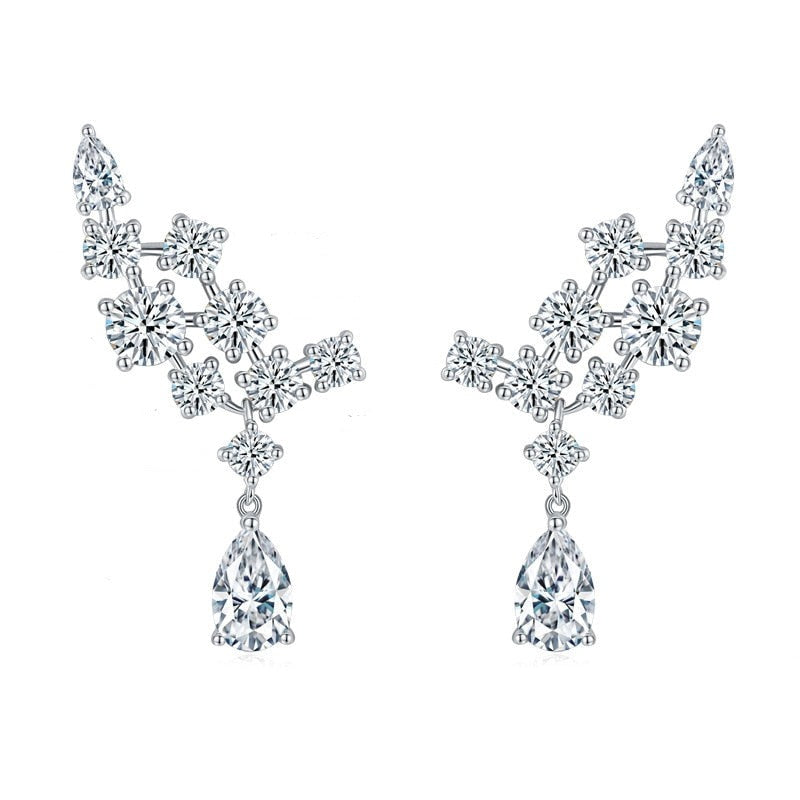 Luxury Moissanite Drop Earrings. D VVS1. 6.10 Carat. 18K Gols Plated Silver.