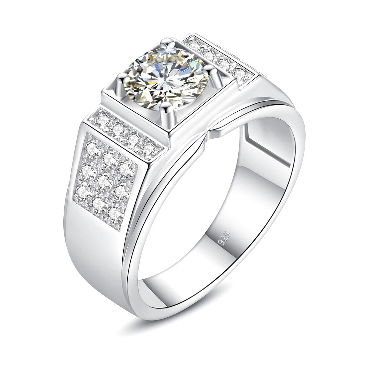 Elegant Moissanite Rings for Men. 1.0 Carat D VVS1.