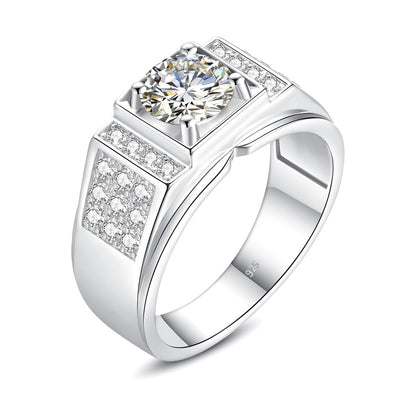 Elegant Moissanite Rings for Men. 1.0 Carat D VVS1.