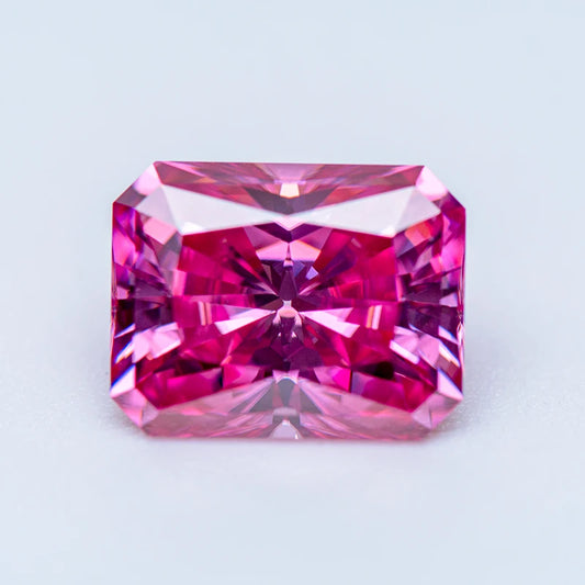 Loose Moissanite Stone. Pink Color. Radiant Cut. 0.50 To 5.0 Carat.