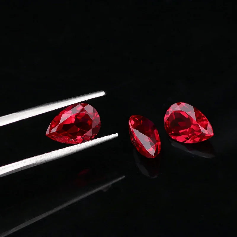 Loose Ruby. Pear Shape. 0.75 To 16.0 Carat. VVS1. Lab-Grown Ruby.