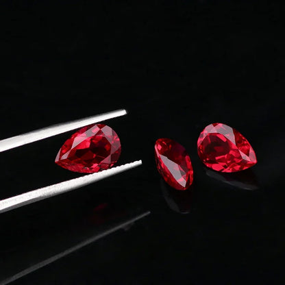 Loose Ruby. Pear Shape. 0.75 To 16.0 Carat. VVS1. Lab-Grown Ruby.