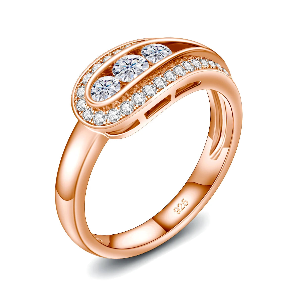 Elegant Moissanite Rings For Women. 18K Gold Plated Silver.