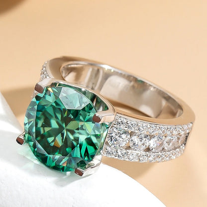 Luxury Green Moissanite Engagement Rings. 3.0 and 5.0 Carat.