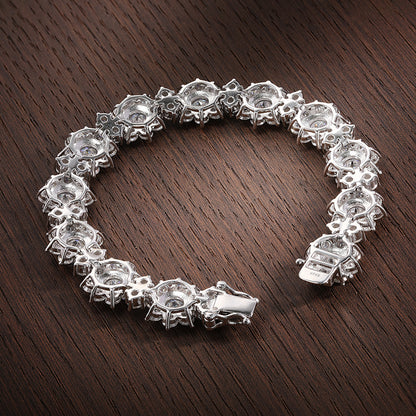 Luxury Moissanite Tennis Bracelets. 20.70 Carat. Elegant Flowers Design.