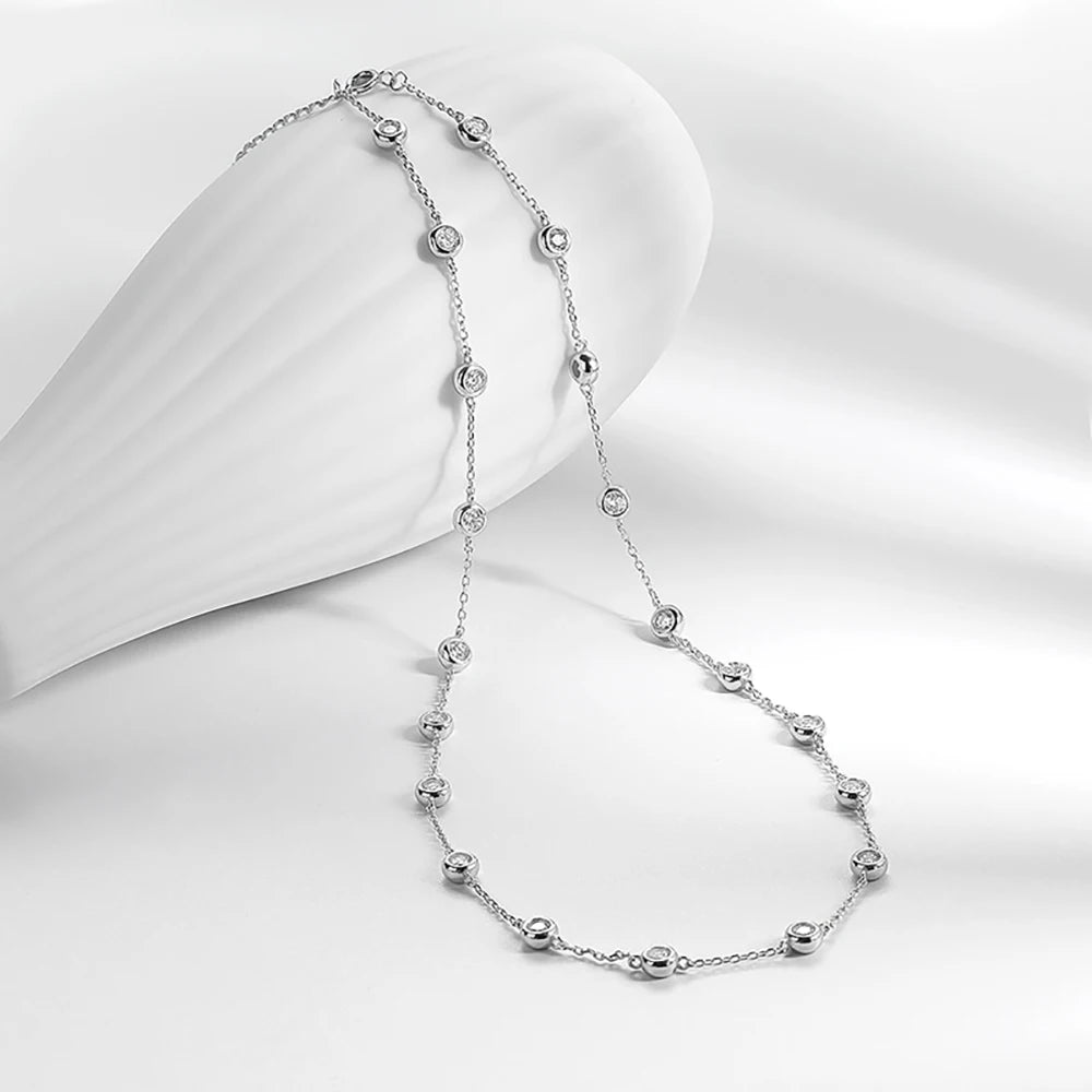Moissanite Necklace For Women. Total 2.0 Carat. 3mm Moissanite.