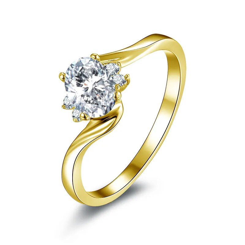 Gold Engagement Rings. 0.50 Carat Oval Shaped Moissanite. D VVS1.