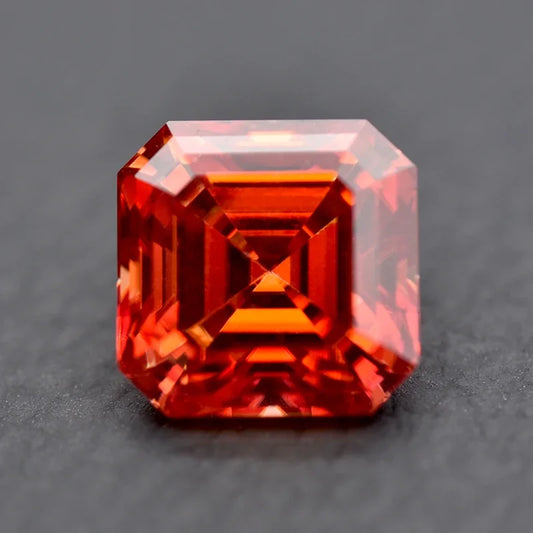 Colored Moissanite Gems. Garnet Color. Asscher Cut. 1.0 To 5.0 Carat.