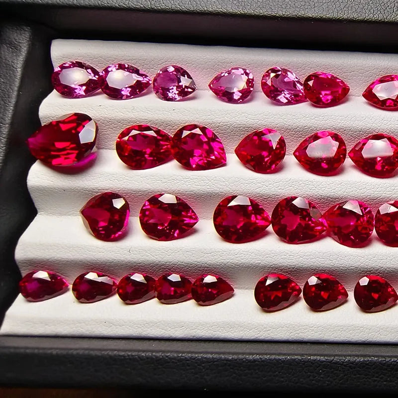 Loose Ruby. Pear Shape. 0.75 To 16.0 Carat. VVS1. Lab-Grown Ruby.