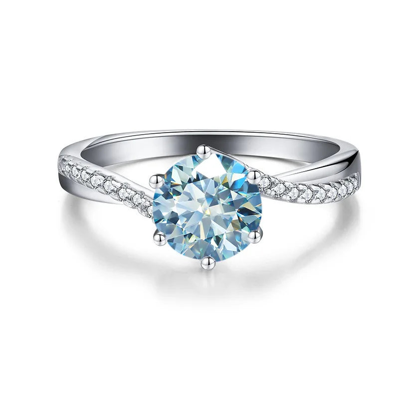 Colored Moissanite Engagement Rings. 1.0 Carat. Round Brilliant Cut.