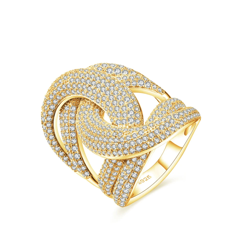 Moissanite Elegant Rings for Women. D VVS1. Gold Plated Silver.