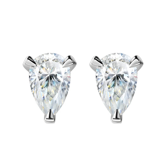 Pear Shape Moissanite Earrings - 0.50ct to 2.0ct, 18K Gold Plated.
