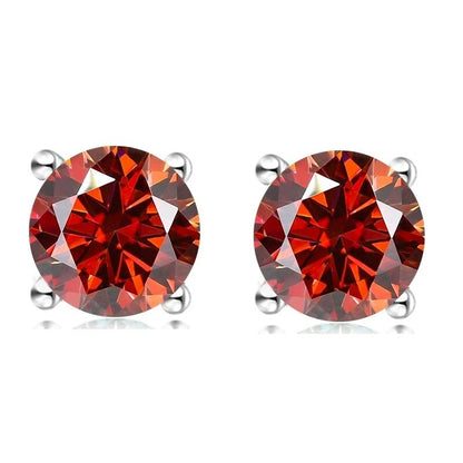 Colored Moissanite Earrings. 2.0 Carat. 18K White Gold Plated Silver.