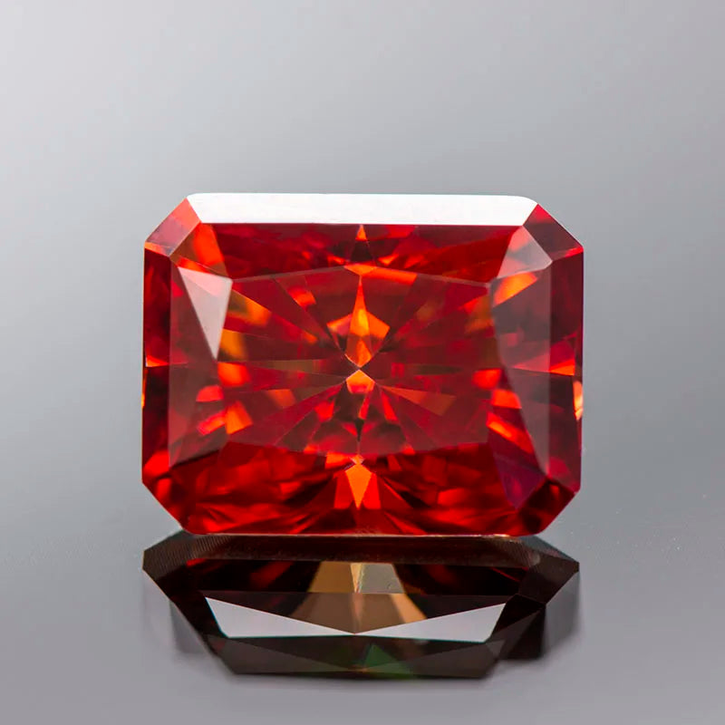 Loose Moissanite Stone. Garnet Color. Radiant Cut. 0.50 To 5.0 Carat.