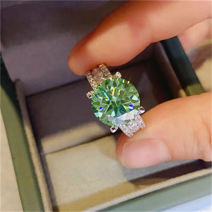 Luxury Green Moissanite Engagement Rings. 3.0 and 5.0 Carat.