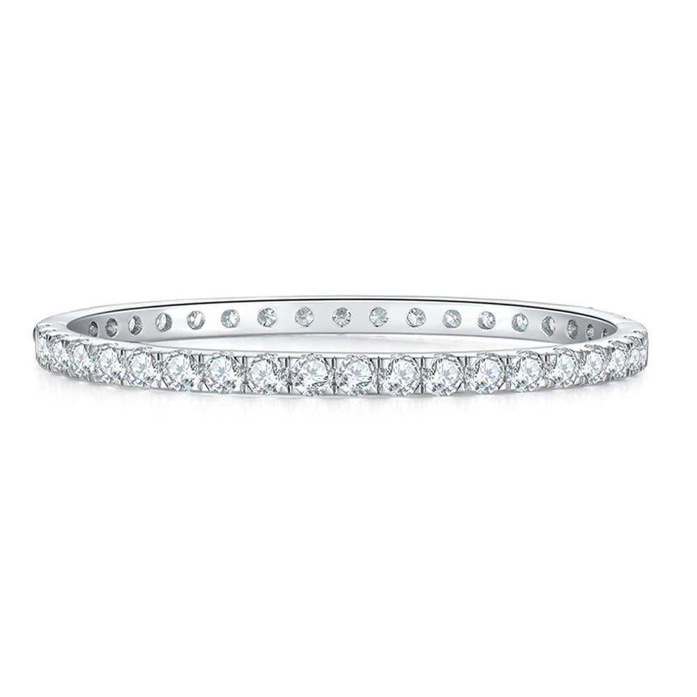 Moissanite Bangles 18K White Gold Plated Silver Bracelets