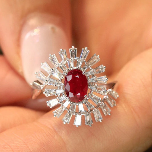 18K White Gold Ruby & Diamond Rings for Women.