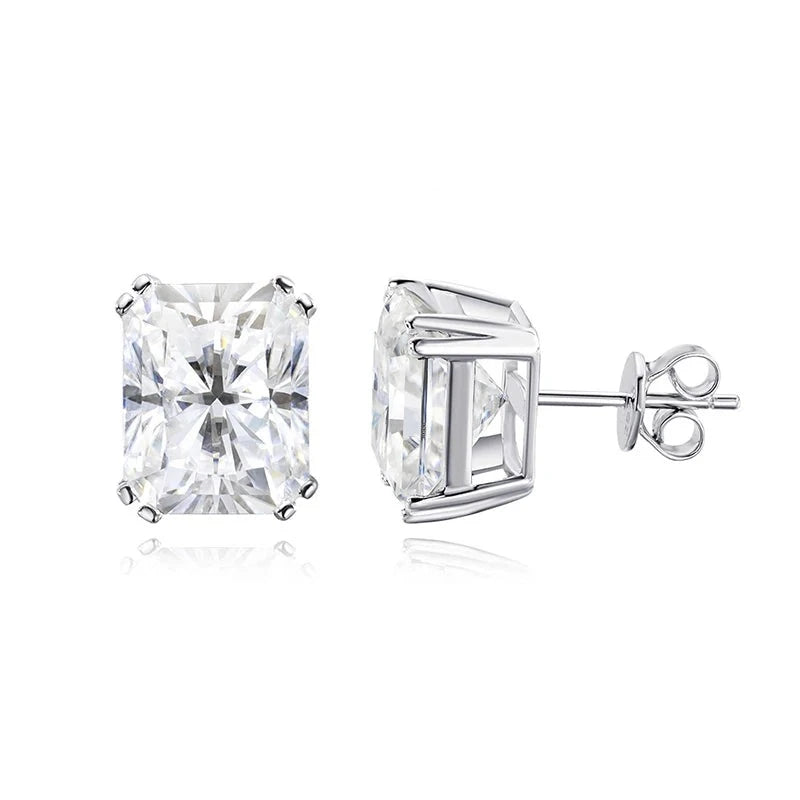 Moissanite Earrings. 2.0 To 8.0 Carat. Radiant, Princess, Pear Cut.