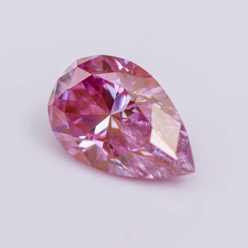 Pear Cut Moissanite. Sakura. Pink Color. 0.50 To 3.0 Carat.