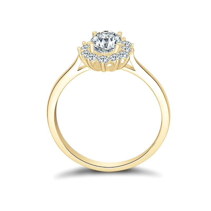 10K Gold Elegant Moissanite Ring, Oval/Marquise Cut.