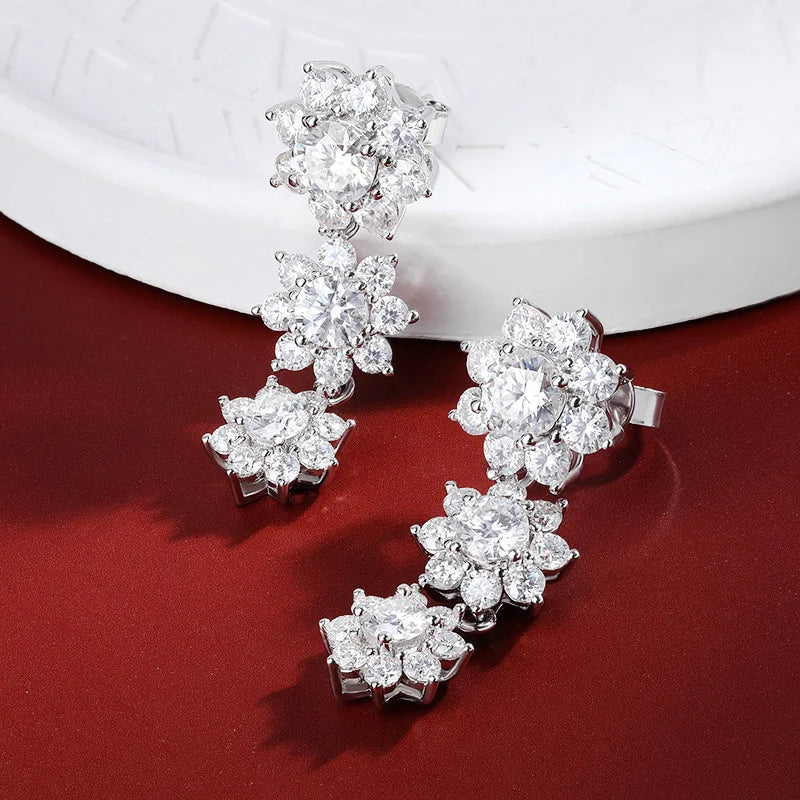 Elegant Moissanite Earrings. Top Quality 5.88 Carat Genuine Moissanite.