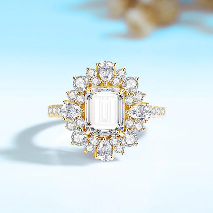 Luxury Moissanite Engagement Ring - 7*9mm 3.0 Carat Emerald Cut.
