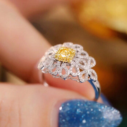 Luxury Natural Diamond Engagement Rings. Yellow Diamond. White Diamond.