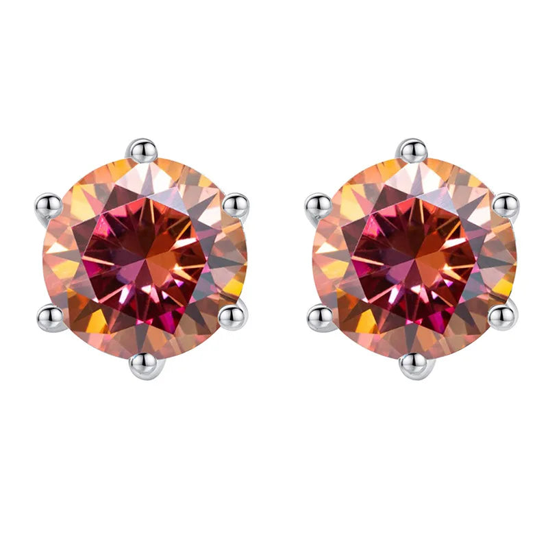 Colored Moissanite Stud Earrings. 1.0 To 4.0 Carat. With Certificate.