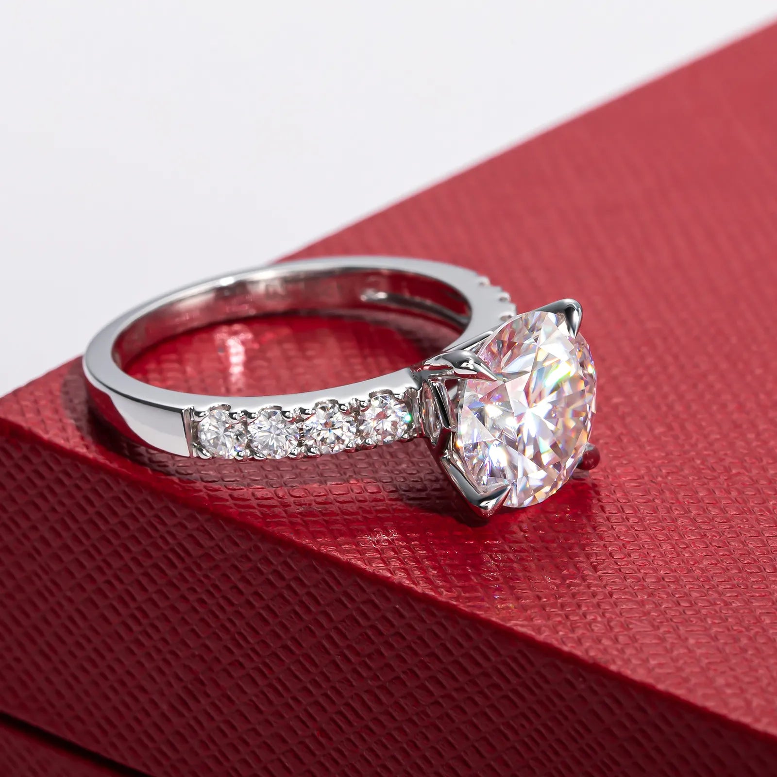 3.50 Carat D Color Genuine Moissanite Rings. Gold Engagement Rings.