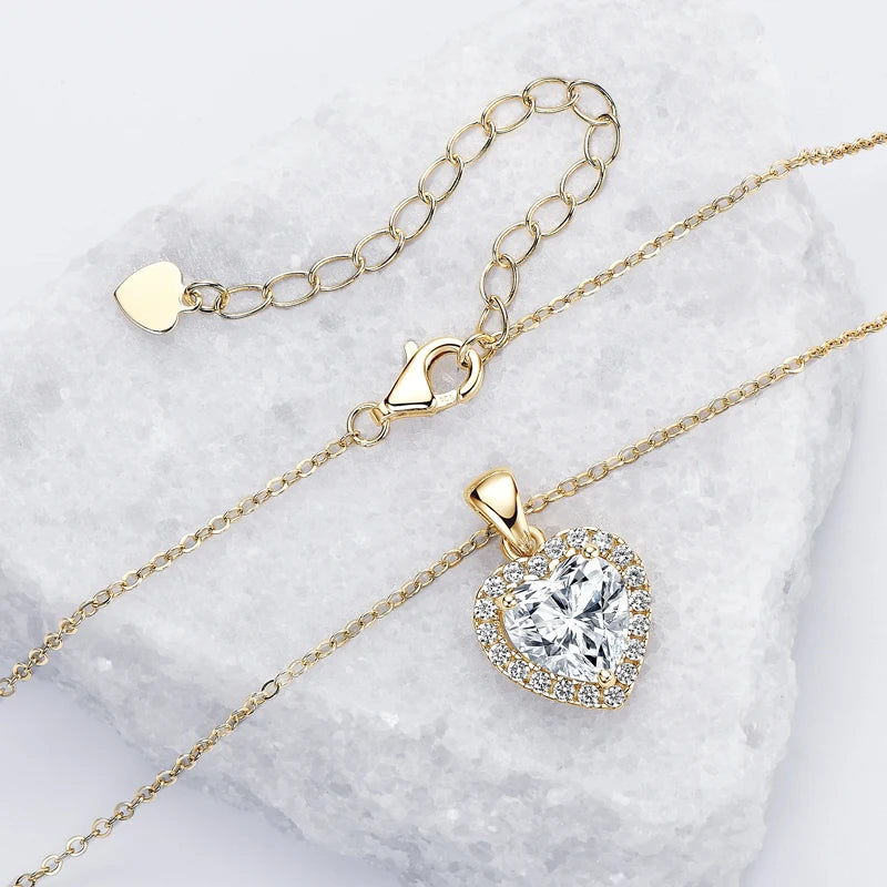 Heart-Shaped Moissanite Necklace For Women. 2.0 Carat.