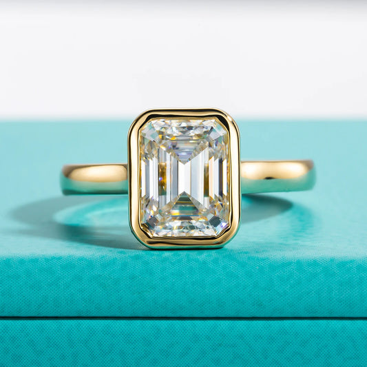 3.0 Carat. Emerald Cut Moissanite Engagement Rings.