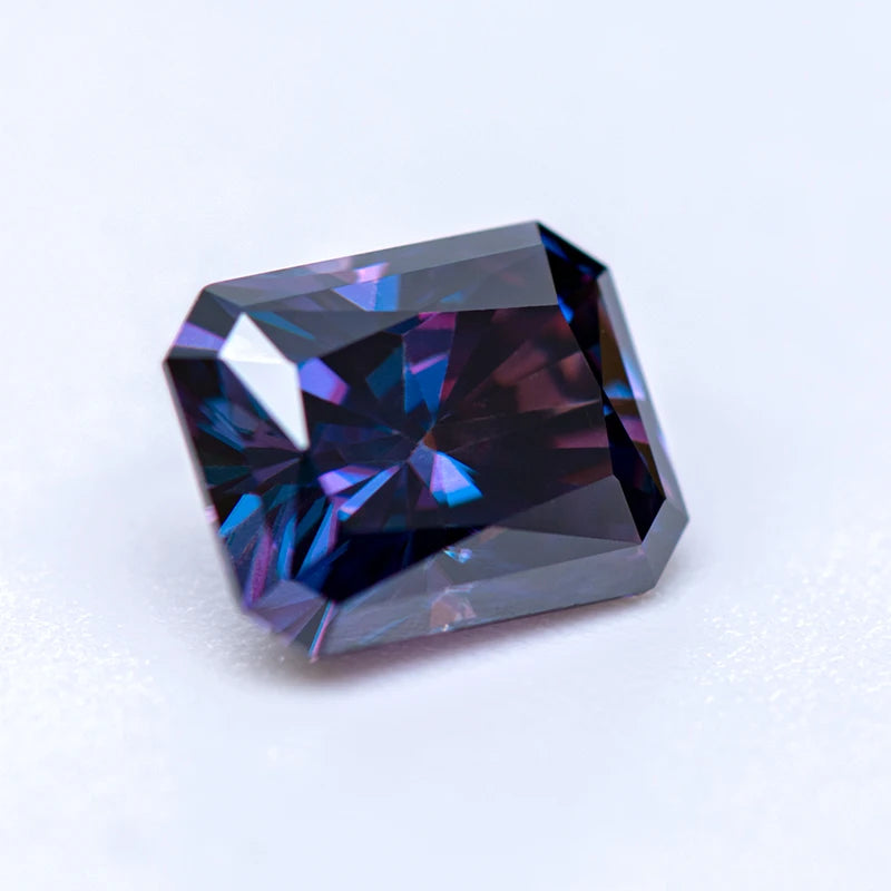 Loose Moissanite Gems. Purple Color. Radiant Cut. 0.50 To 5.0 Carat.
