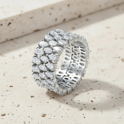 Multi-row pear and marquise moissanite statement ring