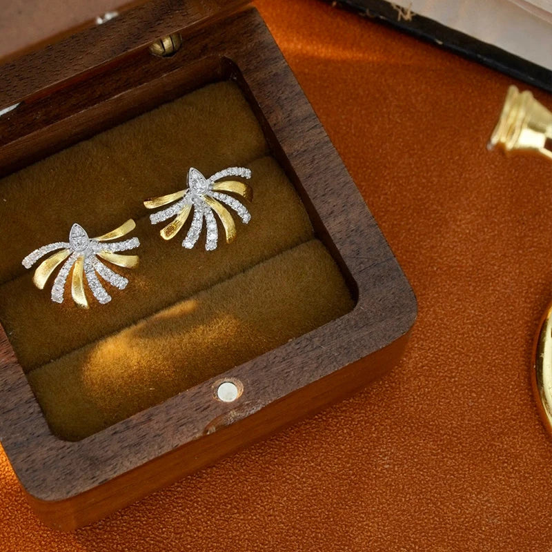 Luxury Diamond Earrings. 0.46 Carat. Natural Diamond Jewelry.