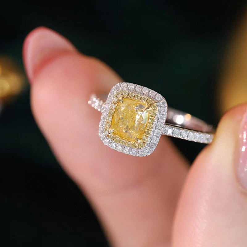 1.0 Carat. Yellow Color, Natural Diamond Engagement Rings.
