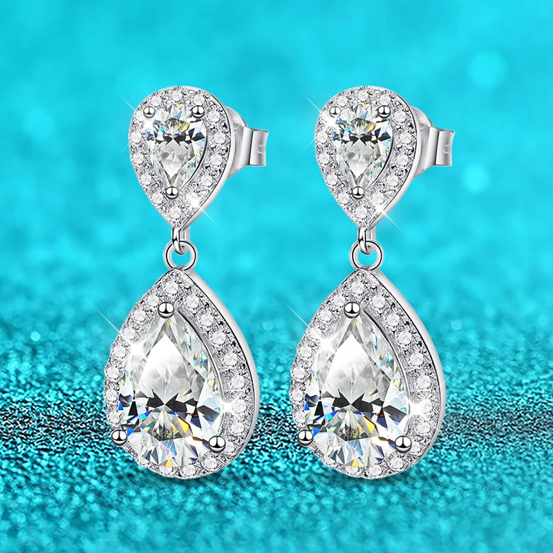 Luxury Moissanite Earrings. 4.17 Carat. All Moissanite Gemstones.