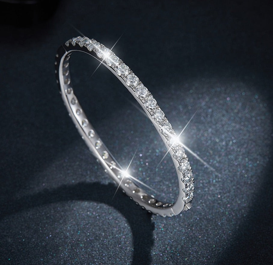 Moissanite Bangles 18K White Gold Plated Silver Bracelets