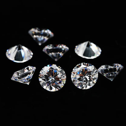 Moissanite en vrac de taille ronde cultivée en laboratoire. 5 pièces. Vente en gros.