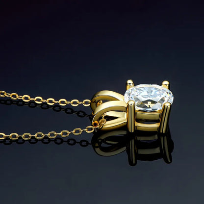 Oval Cut. Luxury Moissanite Pendant Necklaces. 2.0 Carat D VVS1 Certified.