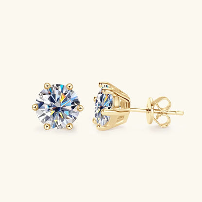 Shop Elegant Moissanite Diamond Earrings. 18K Gold Plated Silver.