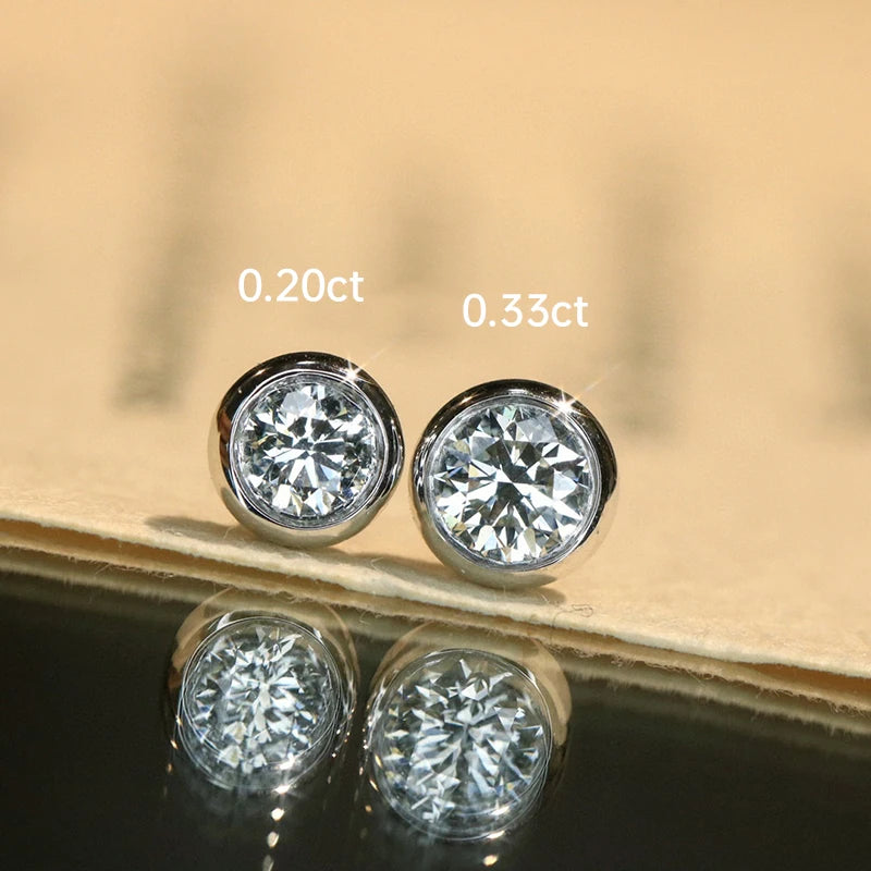 Classic Round Shape Stud Earrings with Real Diamonds.