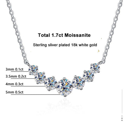 Moissanite Necklace 1.70 to 5.0 Carat D Color VVS1 18K Gold Plated Silver