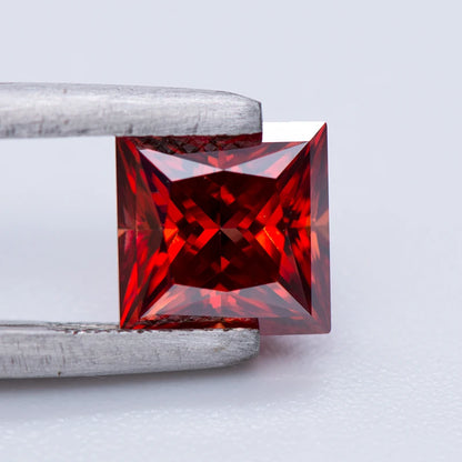 Princess Cut Moissanite Gemstone. Garnet Color. 1.0 To 5.0 carat.