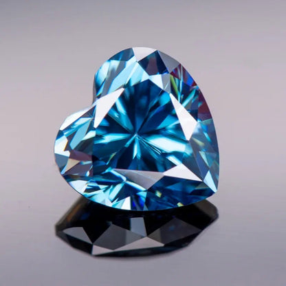 Loose Moissanite Sapphire Blue Color. Heart Cut. 1.0 To 5.0 Carat.