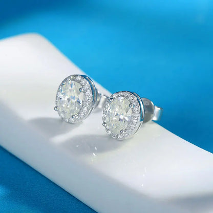 Shop For Oval Moissanite Earrings. 2.0 Carat. D VVS1.