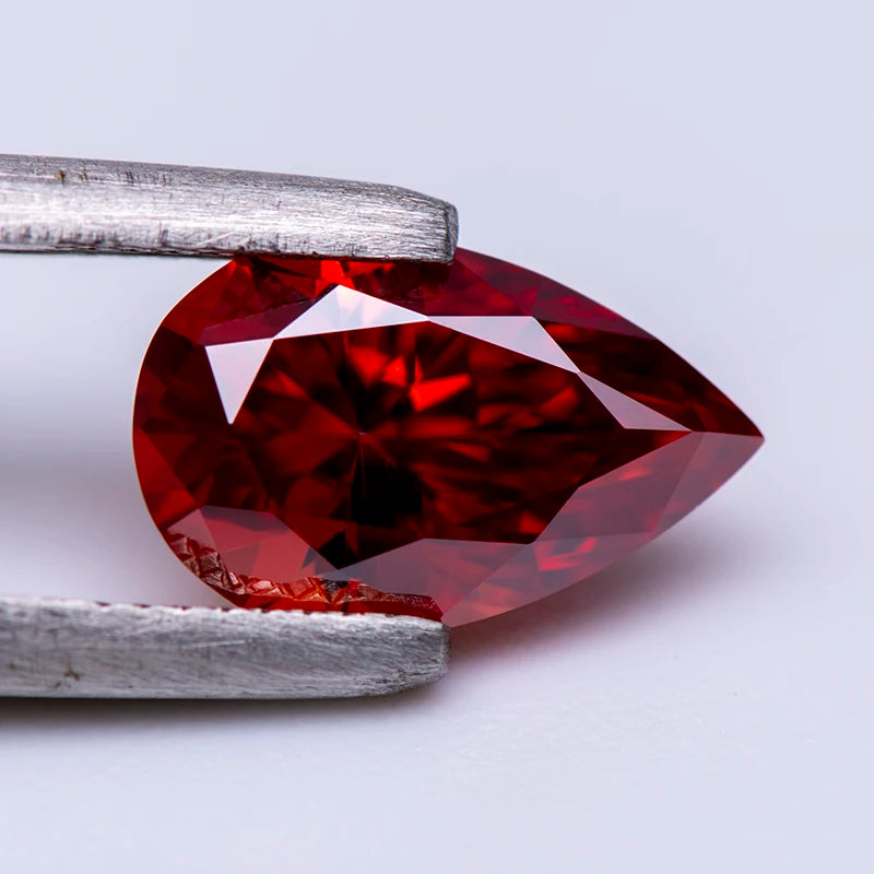 Moissanite. Garnet Color. Pear Cut. 0.50 To 5.0 Carat. Genuine Moissanite.