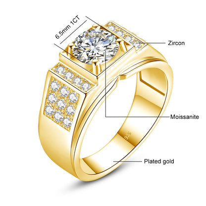 Elegant Moissanite Rings for Men. 1.0 Carat D VVS1.