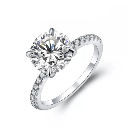 Moissanite Engagement Rings. Round Cut. 3.0 Carat. D VVS1.