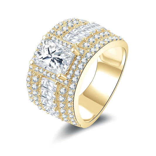 Luxury 10K Gold Ring, 2.0ct Moissanite Radiant Cut.