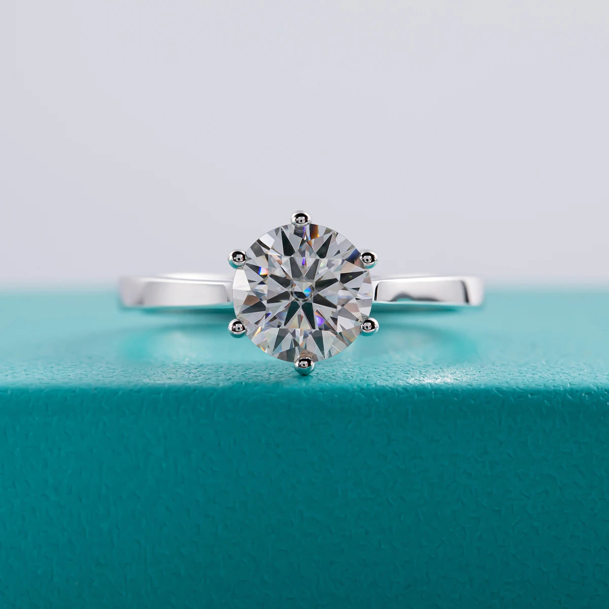 Moissanite Engagement Ring. 2.0 Carat Genuine Moissanite Diamond.